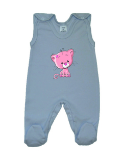 Bavlněné dupačky pro miminko Gama šedé s kočičkou