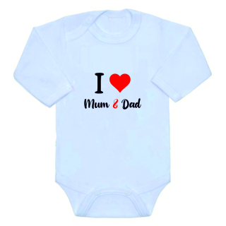 Kojenecké body s potiskem Gama I love Mum and Dad bílé