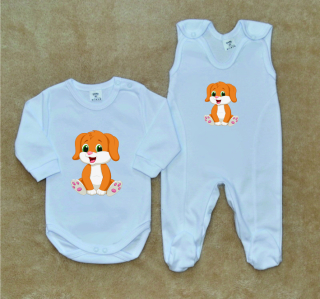Kojenecká soupravička Gama 2-dílná bílá sedící pejsek