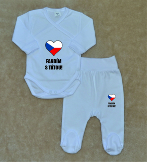 Kojenecká soupravička Gama 2-dílná, zavinovací body+polodupačky, fandím s tátou