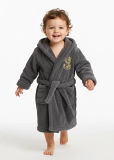 Dětský župan Dětský svět lamový šedý s výšivkou
