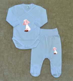 Bílá kojenecká soupravička Gama 2-dílná, zavinovací body+polodupačky, sedící ovečka