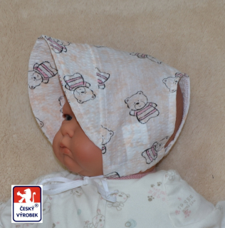 Kojenecká letní čepička Dětský svět karkulka s pruhovaným medvídkem