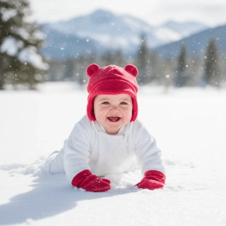 Zimní dětská sada Dětský svět 2 dílná čepička Baby + rukavičky AMARANT