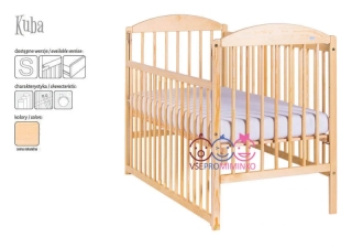 Dětská postýlka Drewex LULAYA se stahovací bočnicí – přírodní masiv