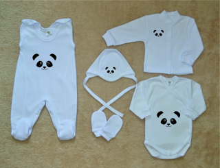 Bílá kojenecká soupravička Gama 5-dílná DELUXE, smile panda