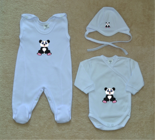 Bílá kojenecká soupravička Gama Comfort sedící panda