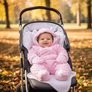 Kojenecký podzimní overal Dětský svět, růžová Minky s rukavičkami