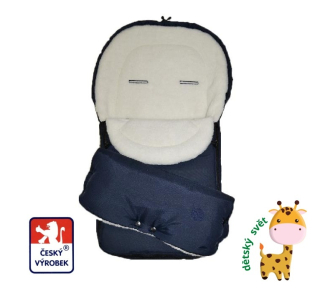 Zimní fusak do kočárku s rukávníkem Dětský svět Classic II MERINO BERÁNEK navy