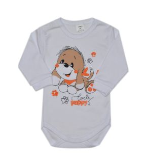 Kojenecké body Gama bílé Lovely Puppy vel.68