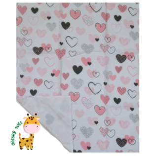 Nepromokavá flanelová podložka New baby srdíčka
