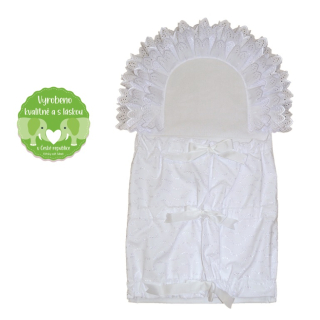 Krajková zavinovačka na křtiny Dětský svět Felix s madeirou a krajkou