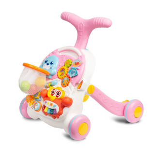 Dětské interaktivní chodítko, stoleček s příslušenstvím 2v1, TOYZ SPARK, růžové