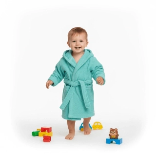 Dětský froté župan s kapucí Dětský svět mintový