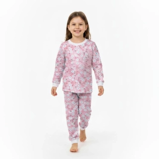 Dívčí pyžamo Dětský svět Kytičky na světle lososovém podkladě
