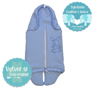 Bavlněná zavinovačka do autosedačky Dětský svět modrá s výšivkou