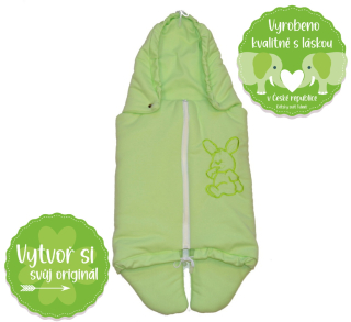 Zavinovačka do autosedačky Dětský svět bavlněná zelená s výšivkou