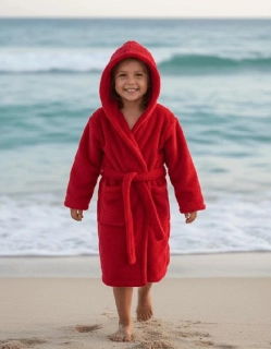 Dívčí župan s kapucí Dětský svět Lama červený