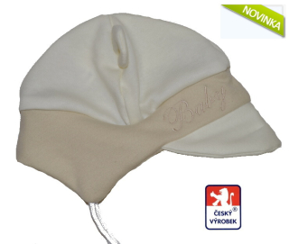 Dětská čepička Dětský svět zavazovací s ouškama Baby, krém/béž 